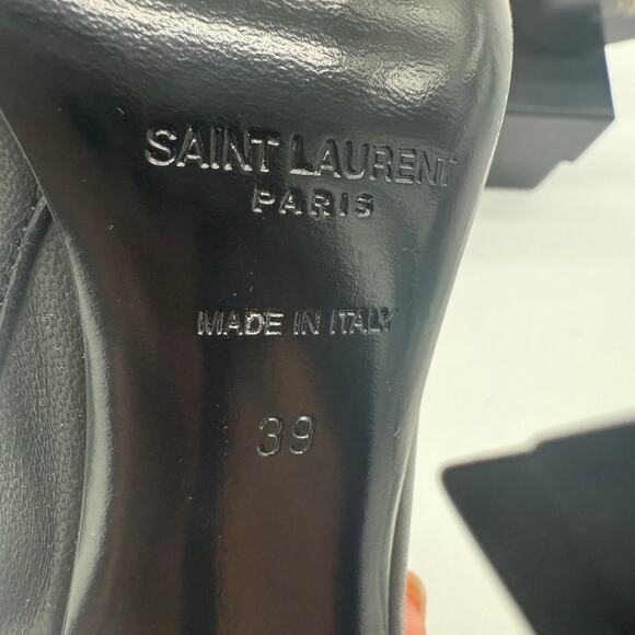 Saint Laurent Opyum Leather YSL Heel Nero Pointed Toe Booties IT 39 US 9 $1750 - Picture 3 of 11